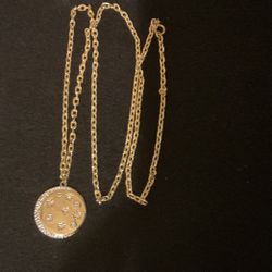 20” 1/20/14K Gold Necklace & Pendant With Rhinestones 
