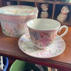 Fairy teacup and saucer t with box