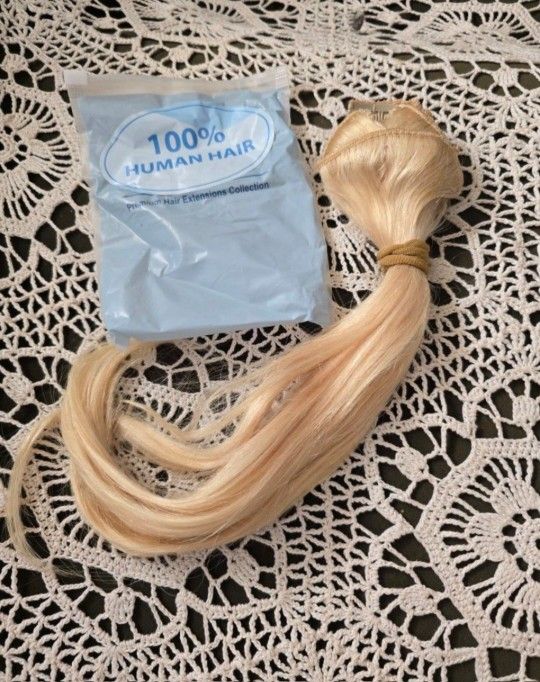 Human Hair Extension 16" Clip On Blonde