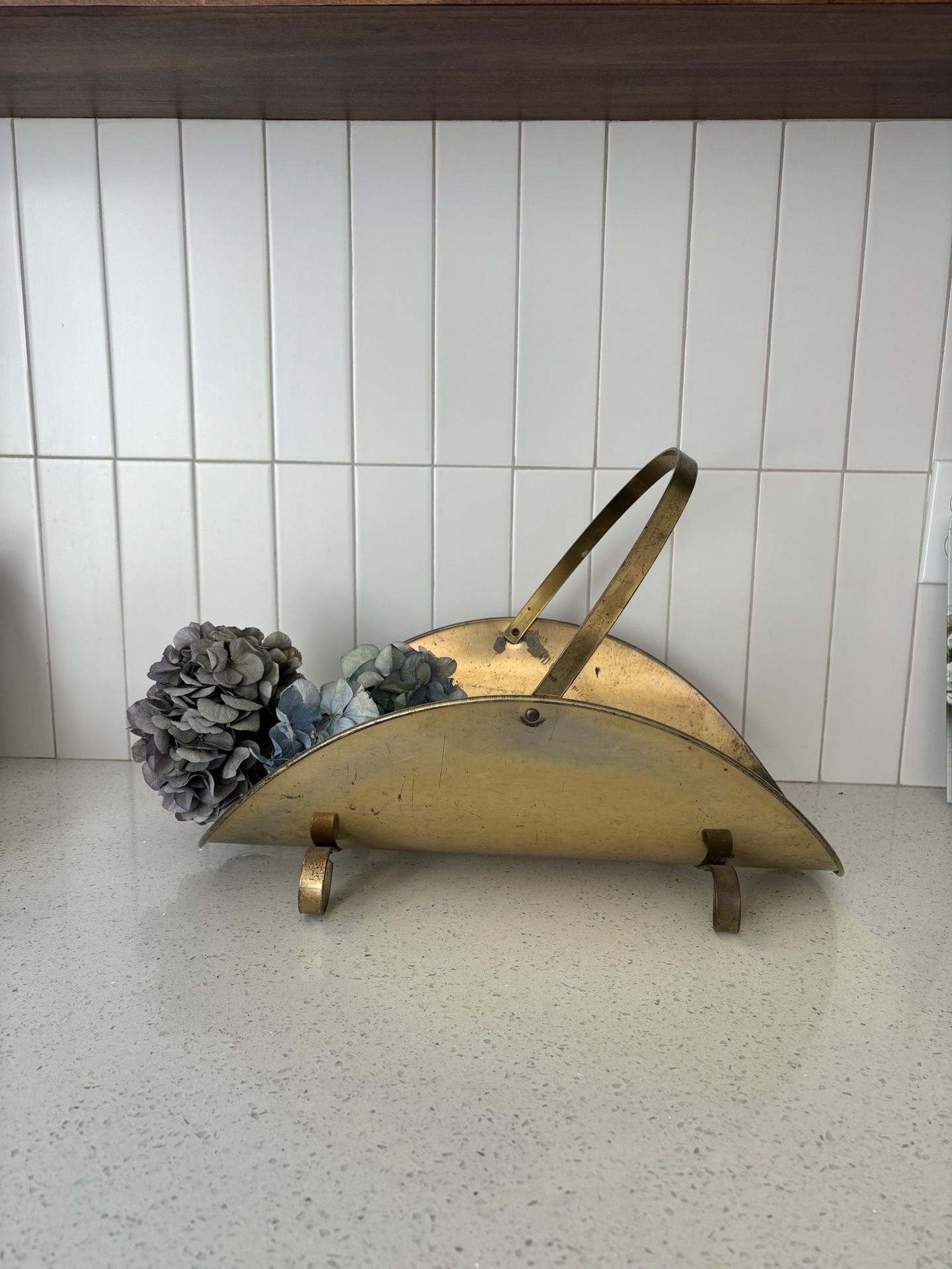 vintage brass log holder/harvest basket 