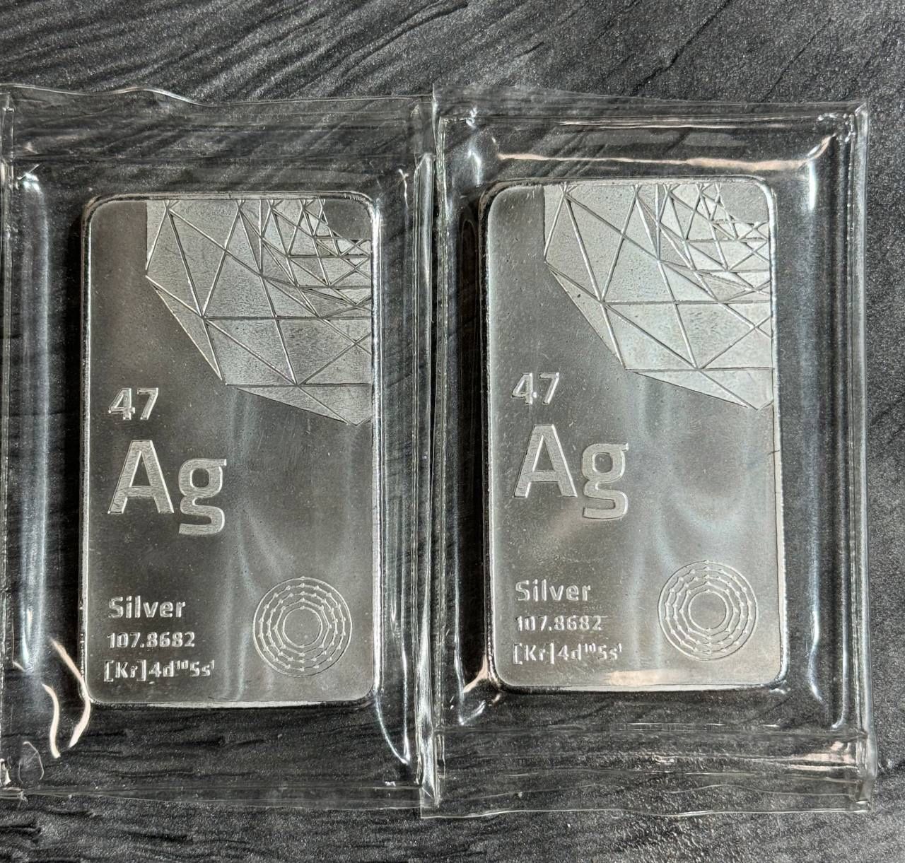 LOT OF 2 - Sealed Elemental 47 Ag Silver 107.8682 10 Tr. OZ .999+ Fine Silver Bar - RARE