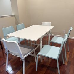 Dining Set With Table And New Chairs (set Of 6 )