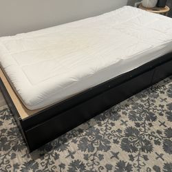 Twin Bed Platform bedframe with Underbed Storage