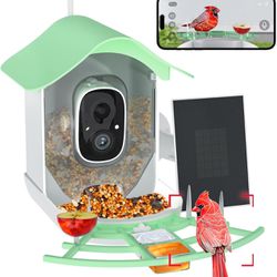 Smart Bird Feeder with Camera, AI Identify Bird Species & Solar Panel, Bird Watching Camera, Auto Capture Bird Video, Instant Bird Arrival Alert, Live