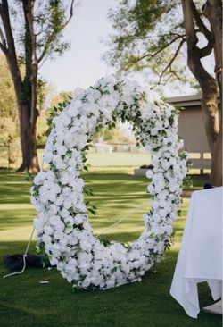 Wedding white rose circle backdrop