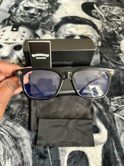 Chrome Hearts Black Frames with Blue Lenses