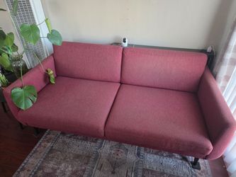 Red/Pink Fabric Two-Seat Sofa