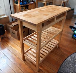 IKEA Kitchen Cart Coffee Bar Birch Wood