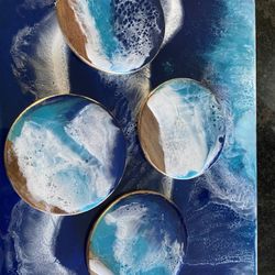 Resin Coasters 4 With Large Resin Starfish 