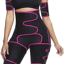 Reshe 4 in 1 High Waist Arm and Thigh Wast Trainer for Women, Sweat Band Waist Trimmer Plus Size