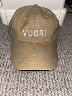 Vuori Khaki Cap Dad Hat with White Embroidered Logo