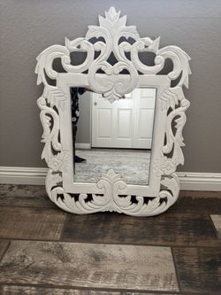 Antique White Frame Mirror