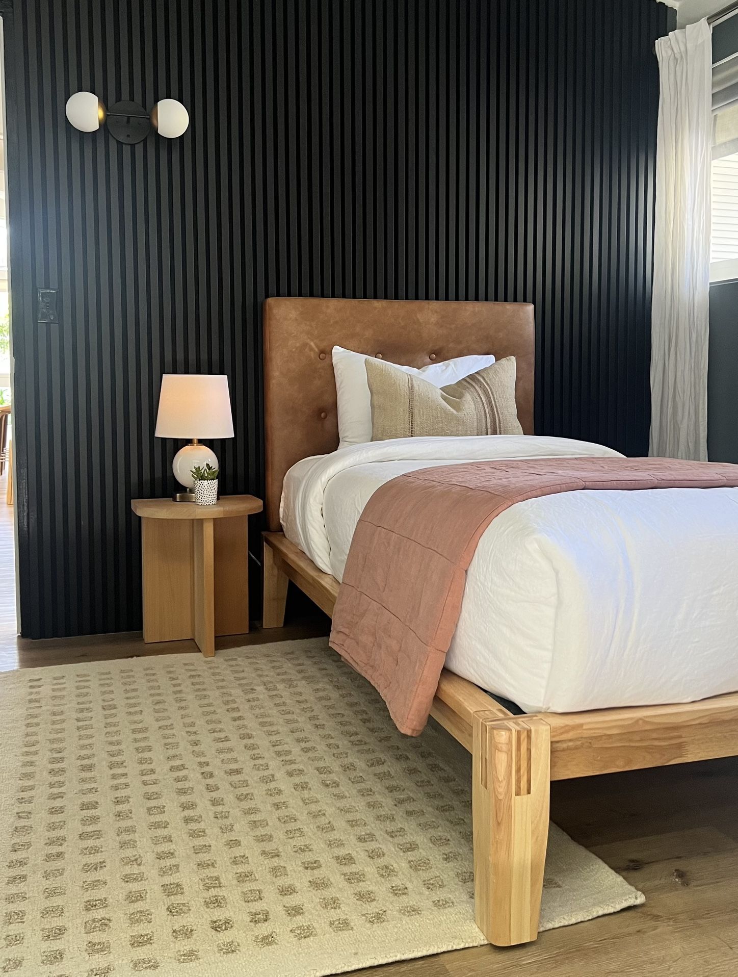 Thuma twin Bed Frame And PB leather Headboard for Sale in Lakewood, CA