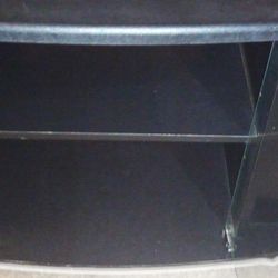 Small TV stand with side storage & rollers