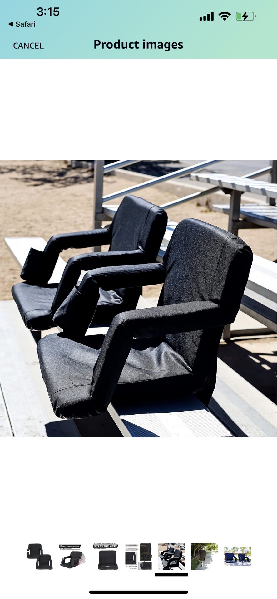 2PCS Portable Stadium Seat Chair for Bleacher W/ 5 Reclining Positions Waterproof & Anti Slip Base