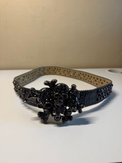 Rare BB Simon Black Skull Crystal Belt โ Gothic Y2K Designer Belt