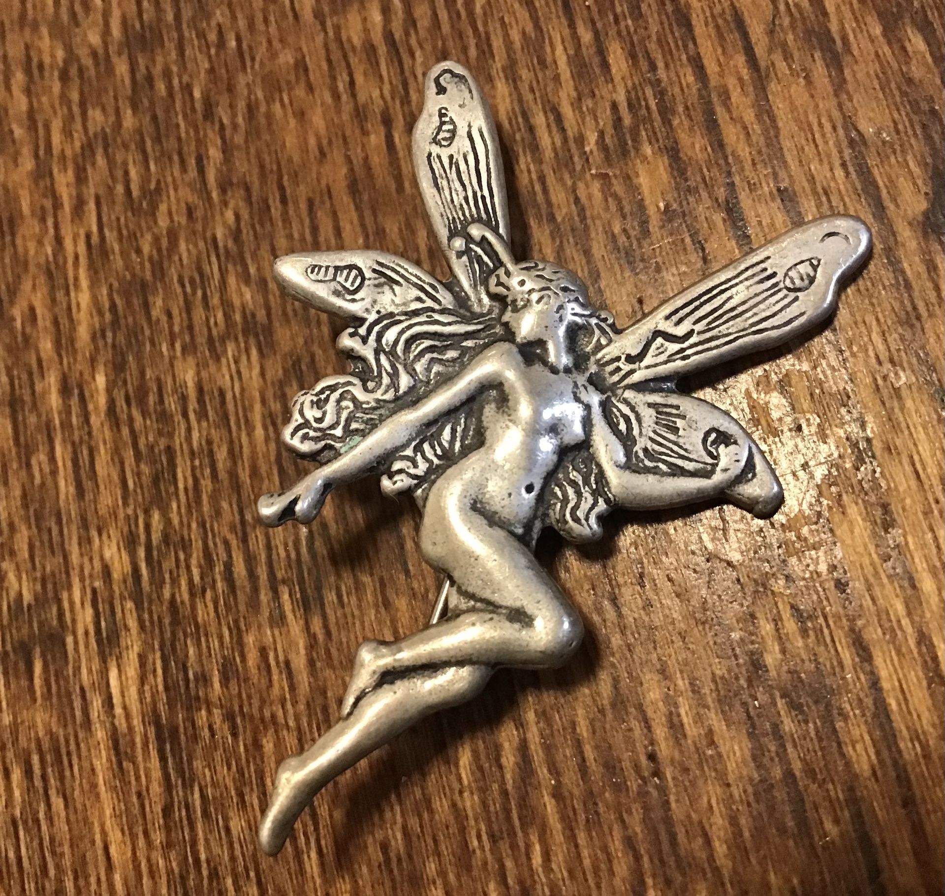 Sterling Fairy Pixie Brooch Silver Marked Shubes