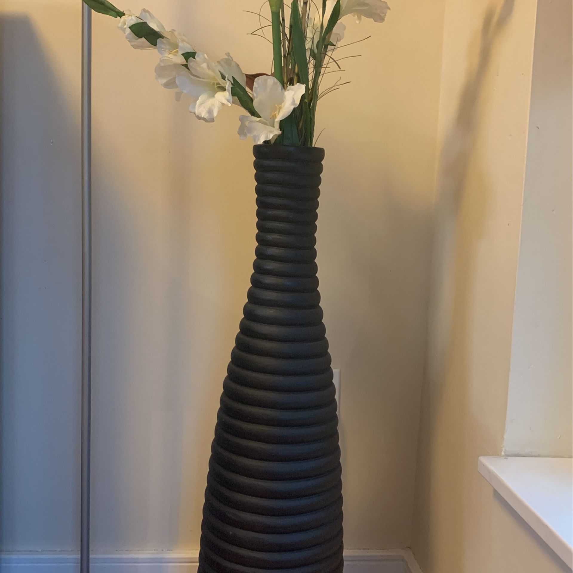 Tall Vase With Artificial Flowers 