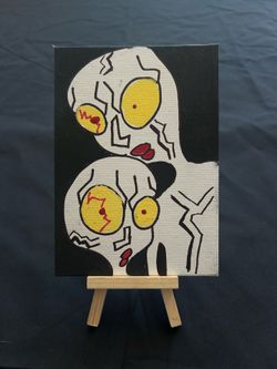 Hand-Painted Abstract Character Canvas