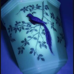 RARE Vintage Custard Glass Bird Design Light Shade Victorian Fixture