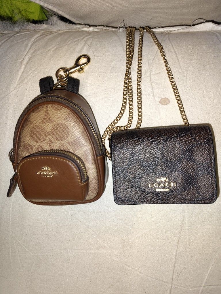 Coach Bag Charm Mini  Backpack& Coach Mini Chain Wallet