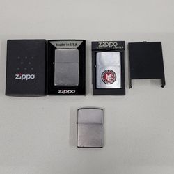 Lot Of 3 Zippo Lighters #02 Brotherhood Of Locomotive Engineers, #14 & #15