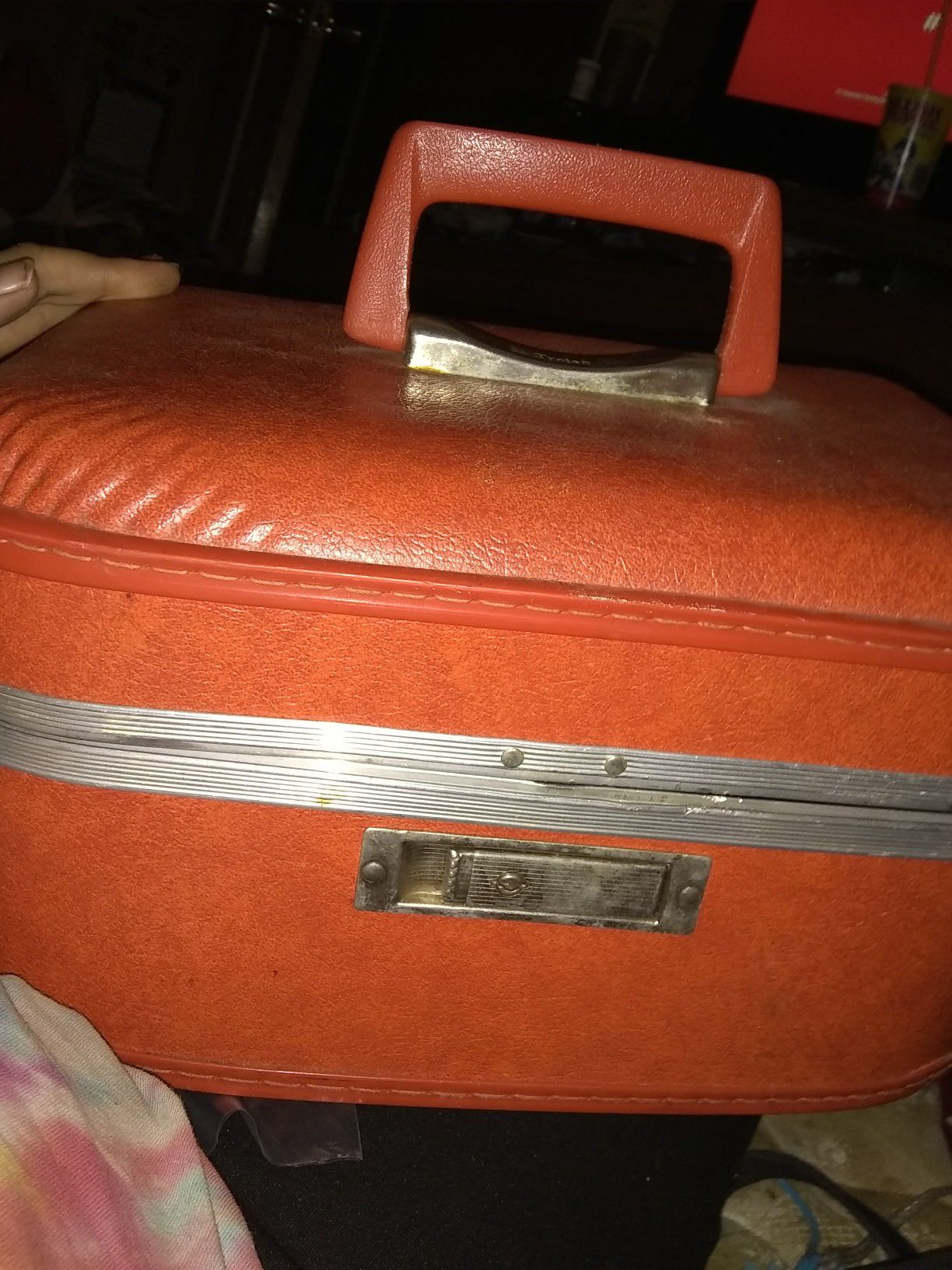 Vintage~ Orange Trogan brand hard-shell case