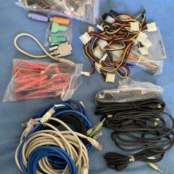Bunch Computer New & some Used power cables Cat5 USB & Adapter cables