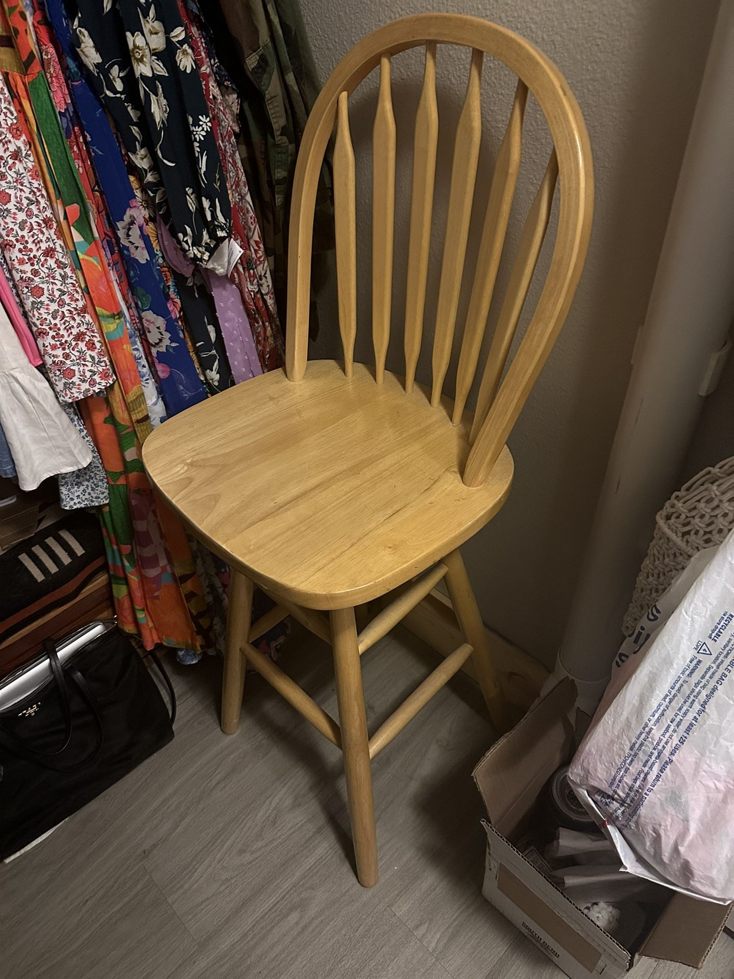 Set of 2 Wooden Swivel Barstools