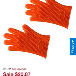 Silicone Orange Bbq Gloves New $10