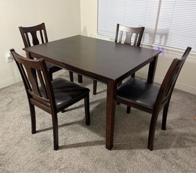 Dark Wood Dining Table Set
