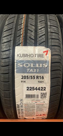 205/55R16 Kumho Solus TA31 65k mile warranty - $280 all 4 tires mounted and balanced.