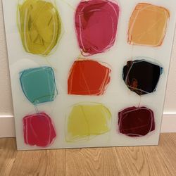 Large 24x24 Abstract Glass Wall Art - Colorful Modern Decor