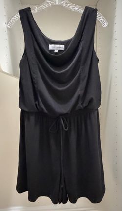 Emma & Michele black shorts jumpsuit with cowl neck, size M