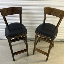 Solid Wood Bar Stools – Set of 2