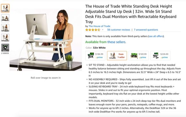 Standing Desk Adjustable Height Sit/Stand