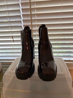 Burgundy Ankle Chunky Boots