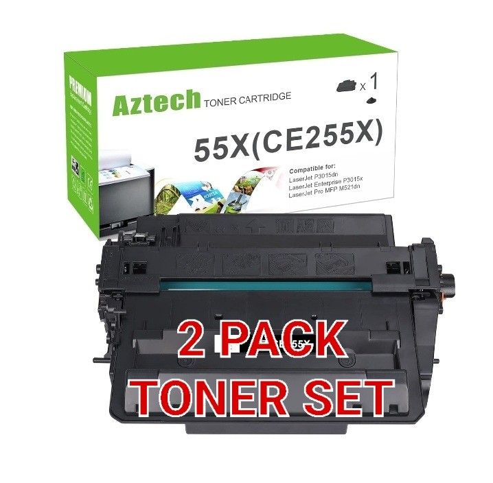 2 Pack 55X CE255X HP Compatible toner set