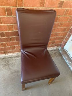 Brown Leather Dining Chairs with Wood Legs