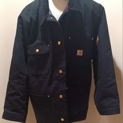 Men's Carhartt Jacket Loose Fit Black Denim - Size 3XL