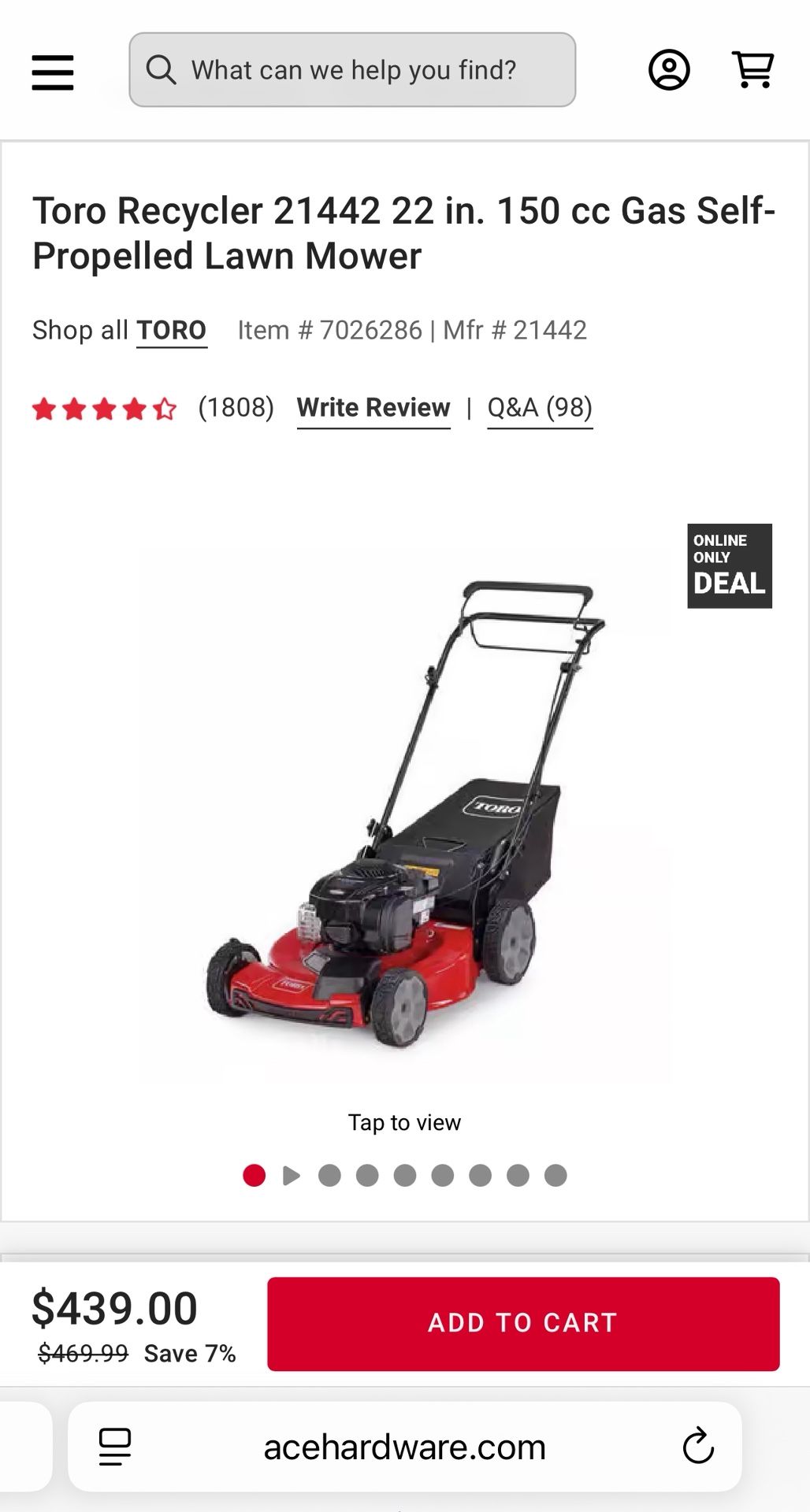 Toro Recycler 22 in. 150 cc Gas Self-Propelled Lawn Mower