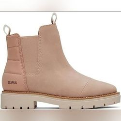 NEW TOMS Skylar Chelsea Blush Taupe Tan Pink Ankle Booties Boots 6