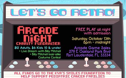 Retro Arcade Night is back! This time all profits go to Bahamas Relief efforts. One Price and all games are set to free play.