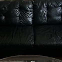Black Leather Couch 