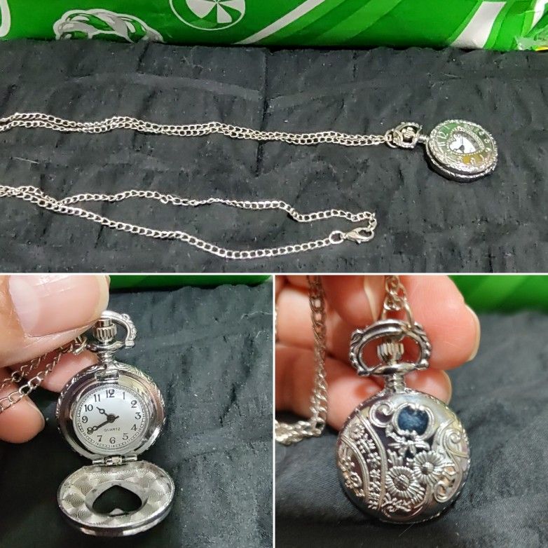 Heart Locket Necklace With Watch $15