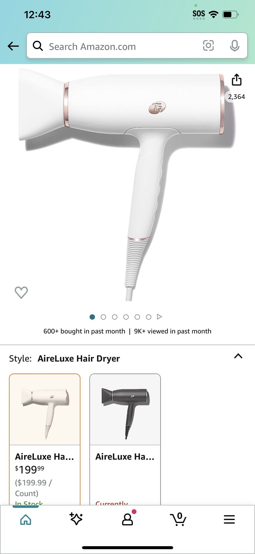 T3 AireLuxe Digital Ionic Professional Blow Hair Dryer, Fast Drying, Lightweight and Ergonomic, Volume Boosting, Frizz Smoothing, Multiple Heat and Sp