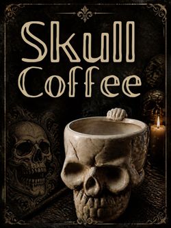 A skull coffee mug