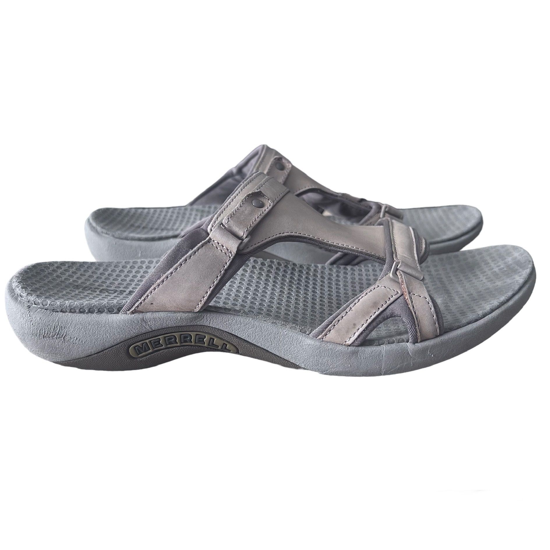 Merrell Glade Women's Sport Sandals US Sz 10 Tan Leather Slip on Shoes EUC