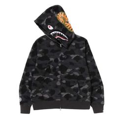 Camo shark bape hoodie ZIP