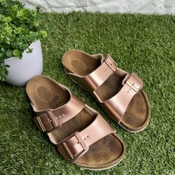 Birkenstock Arizona Rose Gold Metallic Sandals Size 2 Kids